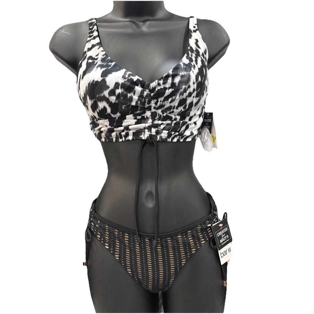 NWT bar lll black bikini Top Small floral Macys mix match bundle